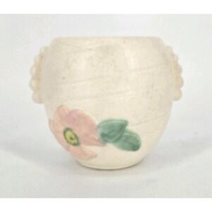 Weller Bonito Art Pottery Planter Pink Flower Ivory Crackle Glaze 1920s Art Deco